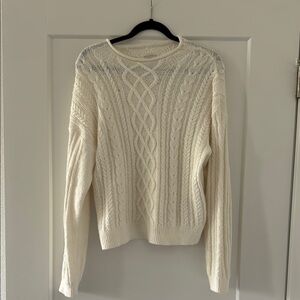 J crew cable knit sweater ivory white